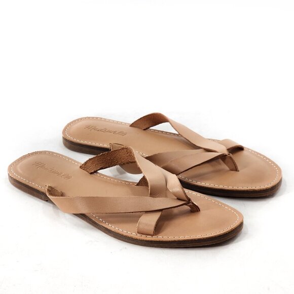 MADEWELL NWOB The Boardwalk Thong Sandal Leather Slide Flip Flop Tan - Picture 4 of 5